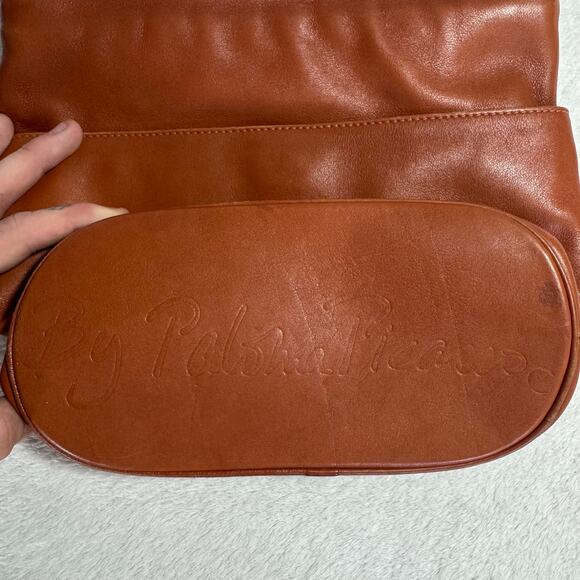 Paloma Picasso Vintage Tan/Brown Leather Bucket Shoulder Bag - Made in Italy - Picture 5 of 11